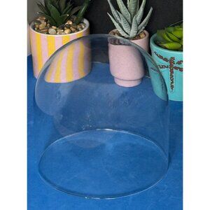 Handmade Mouth Blown Clear Circular Glass Display Cloche Dome
